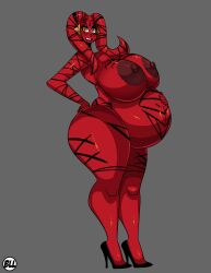 1girls alien belly big_belly big_breasts breasts darth_talon female high_heels huge_breasts nipples pregnant pumpkinlord07 red_skin solo star_wars twi'lek