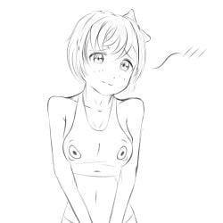 1female 1girls artlab bare_shoulders breasts doki_doki_literature_club emoji female female_only girl girl_only just_sayori navel sayori_(doki_doki_literature_club) thedarkartlab_(artist)