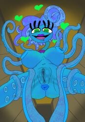 blue_body blue_hair blue_skin mommy_long_legs octo-long_legs_(project:_playtime) octo-mommy_(project:_playtime) octopus octopus_girl poppy_playtime project:_playtime saliva saliva_trail tentacle tentacle_hair wet wet_pussy