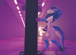 3d_(artwork) anthro ass balls blender_(software) blumarshmallow blumarshmallow_(artist) digital_media_(artwork) erection fur genitals hi_res male masturbation nude penis public public_masturbation solo tongue tongue_out train train_station vehicle wickerbeast