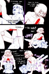 alternate_universe angel_derear anthro asriel_dreemurr big_penis bite biting_lip black_background blush bodily_fluids boss_monster bovid bow_ribbon breast_squish breasts caprine closed_eyes clothing comic deep_penetration duo female female_asriel footwear footwear_only frisk_(undertale) frisky_(under(her)tail) from_front_position genitals goat golly! hi_res holding_arm horn human lying male male/female mammal missionary_position mostly_nude nude on_back penetration penis phallic prodding pubes rule_63 saliva sex shoes shoes_only simple_background spread_legs spreading squish stomach_bulge sweat tears text thewill under(her)tail undertale undertale_(series)