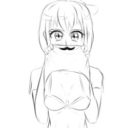 1female 1girls artlab bra breasts doki_doki_literature_club female girl just_sayori moustache mustache navel not_colored sayori_(doki_doki_literature_club) thedarkartlab_(artist) uncolored