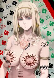 attack_on_titan light-skinned_female pale-skinned_female pan_african_colors qos qos_clothing queen_of_spades spade spade_earrings spade_tattoo tattoo ymir_fritz