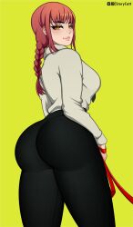 1girls ass ass_focus big_ass big_lips black_pants bottomwear braid bubble_ass bubble_butt chainsaw_man dat_ass female female_only hair huge_ass leash lips looking_back makima_(chainsaw_man) pants red_hair shirt sideboob solo solo_female storycatt thick_lips thick_thighs thighs topwear white_shirt yellow_eyes