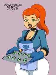 aged_up apron ben_10 big_breasts cartoon_network cookie darkeros13 female female_only food future_gwen future_gwen_(ken_10) green_eyes gwen_tennyson large_breasts long_hair milf orange_hair red_hair thedarkeros tray wide_hips