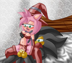 amy_rose anthro blush breasts chaossabre clothes color female fur furry hedgehog insertion lying male on_back penis sex sonic_(series) straddle straight tagme testicles vulva