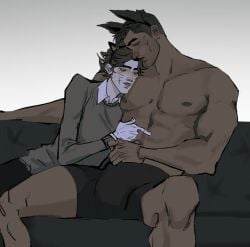 1cuntboy 1cuntboy1male 2boys 2d_(artwork) animal_ears animal_humanoid arcane arcane_jayce arcane_viktor big_hands cat_boy cat_ears clothed_male color colored couch couch_sitting cuddling cumming cuntboy cuntboy/male dark-skinned_male dark_skin dog_boy dog_ears gay gay_male hairy_pussy hand_in_hair hand_on_body head_on_chest holding intersex jayce jayce_talis larger_male league_of_legends light-skinned_male male male/male male_focus male_only mole mole_above_mouth part_1 pussy romantic_couple short_hair short_hair_male size_difference skinny_male smaller_male snuggling trans_male trans_man transgender transgender_man transmasc twink viktor_(league_of_legends) wet_pussy whiskers yaoi