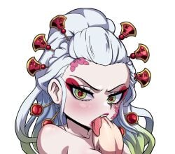 1boys 1female 1girls assertive_female balls bare_shoulders beautiful beautiful_female beautiful_females beautiful_women blowjob blush body_out_of_frame chibi close-up daki_(kimetsu_no_yaiba) demon_girl demon_slayer fellatio female front_view horny horny_female kimetsu_no_yaiba light-skinned_female light_skin light_smile lips lipstick long_hair looking_at_viewer makeup male male_pov mature_female naked nude nude_female onsen open_mouth oral oral_sex paizuri pale-skinned_female pale_skin penis penis_in_mouth red_eyeliner red_eyeshadow revealing_clothes seductive seductive_body seductive_eyes seductive_look seductive_pose sexy shiny shiny_skin simple_background skinny_male slighly_chubby slim_waist slutty_female smooth solo solo_female solo_focus straight stuffed sucking_cock swallowing teasing teasing_viewer tongue_out upper_body viewer_pov white_background white_hair