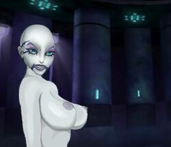 asajj_ventress blue_eyes clone_wars dathomiri face_markings female female_only head_markings looking_at_viewer pale-skinned_female pale_skin purple_lipstick star_wars tagme