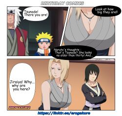 2boys 2girls age_difference before_sex big_breasts erogakure huge_breasts jiraiya large_breasts naruto naruto_(classic) naruto_(series) shizune tsunade