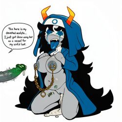 1futa 1girls ai_assisted ai_generated black_hair blindfold blood_stain chains commission cum cum_drip cum_in_pussy cumshot divena_kismet english_text fangs female futanari head_out_of_frame homestuck_oc homestuck_troll horns inflated_belly kokenaart large_breasts long_hair nipples nun nun's_habit nun_outfit offscreen_character penis pierced_nipples tongue tongue_out