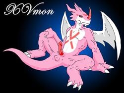 anus balls claws colored digimon erection exveemon male male_only penis pink_skin salamander_(artist) scalie sketch smile solo spread_legs spreading traditional_media wings