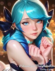 ai_generated blue_eyes bondage bondage_gear bound buzzing_clitoris chains clit_vibration collar delicate_hands dominance female full_lips gwen gwen_(league_of_legends) handcuffs high_cheekbones kinky league_of_legends leather long_curly_hair long_eyelashes marytheenr34 pale_skin restraint restraints rope round_cheeks slender_build small_nose soft_jawline solo_vibrator stitched_seams submission teal_hair thin_eyebrows tied_up toy_vibrating vibrating_clit vibrating_toy vibrator vibrator_buzzing vibrator_on_clitoris vibrator_pressed vibrator_stimulation