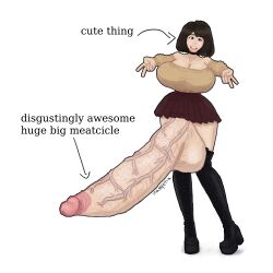 1futa 2d absurd_res artist_signature artist_upload balls black_footwear blue_eyes breasts brown_hair casual_exposure choker cute_thing_(meme) futanari glasses high_heel_boots huge_balls huge_boobs huge_breasts huge_cock huge_testicles hyper_cock hyper_penis intersex knee_boots long_boots masspetra meme_reference miniskirt penis platform_boots pleated_skirt red_bottomwear redraw sachi_(masspetra) self_upload short_hair sweater testicles veiny_penis