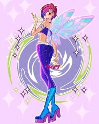 1girls ai_generated ass ass_focus blue_background blue_clothing blue_crop_top blue_latex blue_leggings blue_rubber blue_spandex blue_wings breasts clear_background clothing color_background crop_top curvy cyan_wings eva_gimel eyebrows fairy fairy_only fairy_wings female female_focus female_only flying glitter green_eyes hi_res high_heels human humanoid humanoid_only jpeg latex latex_clothes latex_clothing leggings leggings_clothes leggings_clothing letwork lipstick logo looking_at_viewer magenta_eyebrows magenta_hair magical_girl multicolored_background multicolored_wings open_eyes pink_background pink_eyebrows pink_hair pink_wings pixie_cut posing posing_for_the_viewer purple_eyebrows purple_hair purple_lipstick rainbow_(animation_studio) rendered rubber rubber_clothing seductive seductive_look shiny_clothes shiny_clothing short_hair signature solo spandex spandex_clothes spandex_clothing sparkles taper_cut tecna_(winx_club) teeth tight_clothing transparent_background white_background wings winx_club winx_club:_the_magic_is_back