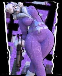 1girls 3d anaroth anthro big_breasts canid canine fat_ass female fortnite fortnite_gun furry lady_poodlina palmtreerothic poodle sfw stop_censoring_roth submachine_gun thick_thighs unnamed_poodle