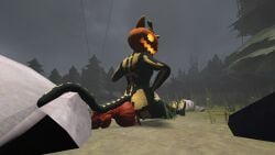 2girls 3d ass buried buried_in_sand facesitting female fortnite sfm sitting sitting_on_face smothering smothering_ass source_filmmaker spice_(fortnite) suffocation tight_clothing