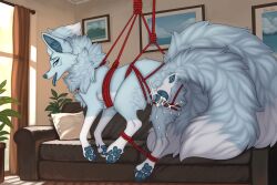 3_tails animal_genitalia animal_vulva anus arctic_fox blue_anus blue_body blue_claws blue_eyes blue_fur blue_nose blue_pawpads blue_tail blue_tongue blue_vulva bodily_fluids canid canine canine_genitalia canine_vulva claws cum cum_in_vagina cum_inside female feral fox fur genital_fluids genitals hi_res mammal multi_tail pawpads solo tail tail_anus taka_(artist) tongue tongue_out true_fox vaginal_fluids vulva