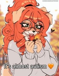 freckles hoodie kuru_(kuru_tyan) kuru_tyan leaf meme oc sweater tagme