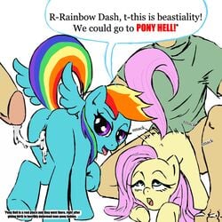 1800 bottomless equine faceless_male female feral fluttershy_(mlp) friendship_is_magic human human_on_feral interspecies male male_human/female_feral male_on_feral my_little_pony nude pegasus rainbow_dash_(mlp) sex size_difference straight toony white_background zoophilia