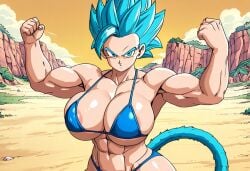 1girls abs ai_generated anime anime_girl areola_slip athletic athletic_female bandai_namco bikini blue_eyes blue_eyes_female blue_hair blue_hair_female breasts breasts_bigger_than_head dimps dragon_ball dragon_ball_legends dragon_ball_super dragon_ball_z female female_focus female_only flexing genderbent genderswap_(mtf) illustrious_(stable_diffusion) monkey_tail mtf_crossgender muscular muscular_female rule_63 saiyan saiyan_female saiyan_tail self_upload shallot shonen_jump shounen_jump sky solo solo_female spiked_hair spiky_hair super_saiyan_blue super_saiyan_god_super_saiyan tagme thick_thighs weekly_shonen_jump weekly_shounen_jump yellow_sky