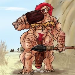 abs anetani_anne arm_hair balls barefoot barely_clothed big_balls big_breasts blue_eyes body_hair breasts child_bearing_hips darkened_genitalia erect_nipples female foreskin futanari hairy_female homo_neanderthalensis hungry intersex leaking_cum leg_hair long_penis meat murenase!_seton_gakuen muscles muscular muscular_female muscular_futa partially_retracted_foreskin penis pubic_hair red_hair retracted_foreskin sharp_teeth spear srsombrio stick_figure strong_female thick_thighs treasure_trail uncircumcised unkempt unkempt_hair veins veiny_penis
