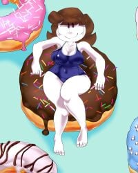 brown_hair doughnut female_only happylikeawall happylikeawall_(artist) tagme white_skin