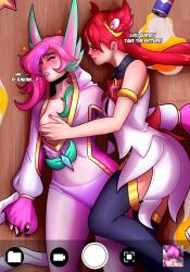 2girls beer breast_grab drunk drunk_sex flat_chest jinx_(league_of_legends) league_of_legends league_of_legends:_wild_rift multiple_girls naufragonsfw redeemed_star_guardian_xayah riot_games sleeping star_guardian_jinx star_guardian_series xayah yuri