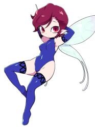 1girls 2020s 2022 atlus blue_clothing blue_latex blue_legwear blue_leotard blue_swimsuit blue_thighhighs breasts cameltoe closed_mouth clothing elbow_gloves eyes fairy fairy_wings female female_focus female_only flying gloves hair hands_behind_head humanoid jpeg latex latex_clothing latex_gloves latex_leotard latex_stockings leotard long_gloves navel_line nipple_bulge nollety open_eyes pixie_(megami_tensei) red_eyes red_hair rubber rubber_clothing shin_megami_tensei shiny_clothes short_hair solo spread_legs stockings swimsuit thighhighs waiting white_background wide_hips wings