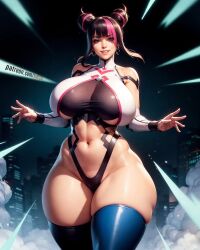 ai_generated asian asian_bimbo asian_female big_ass big_breasts bimbo black_hair capcom chun-li cosplay dat_ass dumptruck_ass hourglass_figure huge_breasts juri_han juri_han_(cosplay) kw0337 mature_female milf paag pale-skinned_female pale_skin street_fighter street_fighter_6 thick_thighs thunder_thighs thunderthighs two_tone_hair venus_body voluptuous voluptuous_female wide_hips