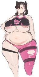 1girls alternate_body_type alternate_breast_size breasts_bigger_than_head cham22 chubby chubby_female clothed fat_fetish goth huge_breasts marnie_(pokemon) nipple_slip obese obese_female partially_clothed pokemon pokemon_ss sketch thick_thighs wardrobe_malfunction