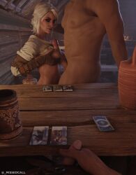 1girls 2boys 3d areolae big_penis boobjob breast_press breasts cd_projekt_red cheating cheating_female ciri cuckold cuckold_pov cuckolding cum cum_on_face exposed_breasts facial geralt_of_rivia green_eyes grey_hair gwent huge_cock indoors large_penis light-skinned_female light-skinned_male light_skin looking_at_viewer missed_call netorare nipples ntr paizuri small_penis small_penis_humiliation tavern the_witcher_(series) the_witcher_3:_wild_hunt titjob