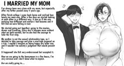 big_breasts busty caption edit embarrassed husband_and_wife imminent_incest imminent_sex incest incest_marriage kazusa_(natedecock) married_couple milf momwife mother mother_and_son mother_and_son_couple mother_wife natedecock son story text wedding_dress