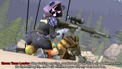 1boy 1boy1girl 1girls 3d ass ass_focus chair_activities dominant_female facesitting female fortnite furry hands_on_hips jonesy_(fortnite) male raven_team_leader sfm sitting_on_face source_filmmaker used_as_an_object