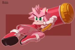 2023 amy_rose angry anus belly_button boots bottomwear clothing eulipotyphlan female female_focus female_only footwear genitals hammer hedgehog hi_res mammal no_underwear panties pussy renabu sega skirt sonic_(series) sonic_the_hedgehog_(series) tools upskirt weapon