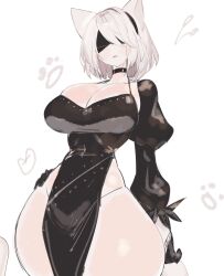 ass big_ass big_breasts big_thighs black_clothing blank_background blush blush_lines blushing_at_viewer breasts cat cat_ears cat_girl cat_humanoid cat_tail catgirl catsuit cleavage clothed clothing cute eyes_covered feline female gigantic_ass gigantic_thighs huge_ass huge_breasts huge_thighs kemonomimi nekomimi nier nier:_automata nier_(series) plain_background short_hair sideboob solo square_enix stockings tagme thick thick_ass thick_hips thick_legs thick_thighs thighs usa37107692 whiskers white_background white_hair wide_hips yorha_2b