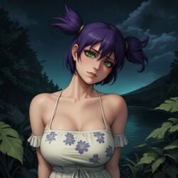 ai_generated everlasting_summer lena_(everlasting_summer) looking_at_viewer purple_hair solo