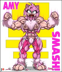 1girls 3_toes abs amy_rose anthro black-rat breasts eyelashes feet female female_only fur furry furry_only green_eyes monster monster_girl muscular muscular_anthro muscular_female navel nipples paws pink_body pink_fur pink_hair pubic_hair sega solo sonic_(series) sonic_the_hedgehog_(series) toes transformation werehog