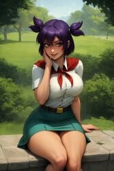 ai_generated everlasting_summer lena_(everlasting_summer) purple_hair solo