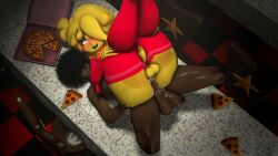 1boy 1futa 3d anal anal_sex animatronic big_ass big_penis chica_(cally3d) chica_(fnaf) chiku chiku_(cryptia) dark-skinned_futanari femboy five_nights_at_freddy's fredina's_nightclub futa_on_male futanari futanari_penetrating girly hair_over_eyes hair_over_one_eye human human_on_anthro jade_(theboobedone) male_penetrated rule_63 sfm theboobedone thighhighs yellow_body