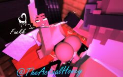 1boy 3d bedroom big_ass big_breasts black_and_blonde_hair centrifigual cum_in_pussy dick female fucked_from_behind honey_(tah) mine-imator minecraft theactualhoney