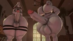 1boy 1femboy 3d_(artwork) anthro asriel_dreemurr asriel_dreemurr_(god_form) ass balls below_view big_balls big_breasts big_butt big_penis bovid breasts caprine comparing comparing_penis digital_media_(artwork) duo femboy futa_only futa_with_femboy futa_with_male futanari genitals girly girly_boy goat grumpy herm hi_res huge_ass huge_breasts huge_butt huge_cock humanoid humanoid_penis intersex intersex/male looking_at_viewer male mammal mature_futa ok_bruh penis pose size_difference source_filmmaker standing thick_boy thick_femboy thick_futanari thick_thighs toriel undertale undertale_(series)