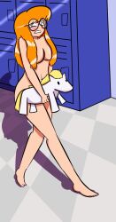 1girls barefoot breasts completely_nude completely_nude_female conditional_dnp female female_only glasses hallway long_hair long_hair_female molly_(revrookington) navel nude nude_female orange_hair plushie revrookington school solo why_she_always_naked_is_she_stupid?