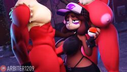 1boy 2girls 3d 3d_(artwork) 3d_animation animated anthro anthro_on_anthro arbiter1209 big_breasts blaziken breastplay breasts canine female floppi_(mentle_xd) furry huge_cock male male/female mentle_(youtuber) no_sound paizuri paizuri_over_clothes penis perpendicular_paizuri pokemon pokemon_(species) public_sex sex tagme titjob video