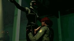 blowjob cock_out kneeling meryl_silverburgh metal_gear metal_gear_solid psycho_mantis tagme