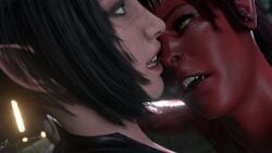 2girls animated baldur's_gate baldur's_gate_3 breast_grab breast_lick breasts breasts_out dungeons_and_dragons female female_focus female_only kamadeva karlach kissing lesbian multiple_girls nipple_biting nipples no_sound passionate passionate_kiss red_skin shadowheart tiefling video yuri