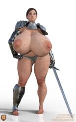 1girls 3d big_breasts breasts ellie_(the_last_of_us) ellie_williams female freckles grimmspring huge_breasts knight nipples solo sword the_last_of_us the_last_of_us_2