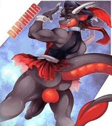 anthro ass balls black_body black_penis daphniir dragon fsmaverick genitals hi_res male penis scalie solo western_dragon