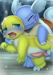 anal anal_sex anthro asphyxiation charmander closed_eyes cyanosis drowning duo erection feral generation_1_pokemon genitals male male/male nintendo open_mouth penetration penis pokemon pokemon_(species) revous sex underwater wartortle water yellow_body