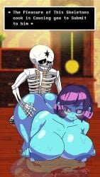 deltarune freddyyt200 kris_(deltarune) kris_female_(deltarune) nimosity_sans reference_image reflective_floor sans sex_on_floor submissive_female undertale undertale_(series) undertale_au